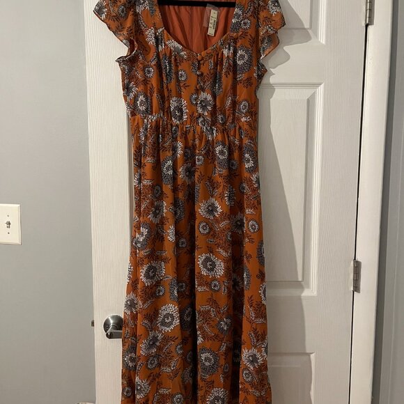 Madewell Sheer-Sleeve Button-Front Floral Midi Dress Size 8 NWT - Picture 2 of 6